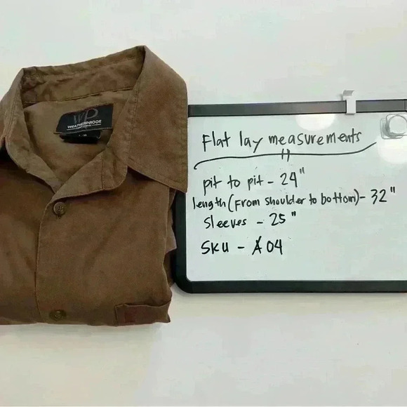 Weatherproof Button Up Shirt Flip Cuff Long Sleeve Mens Size Large Brown - Picture 11 of 11